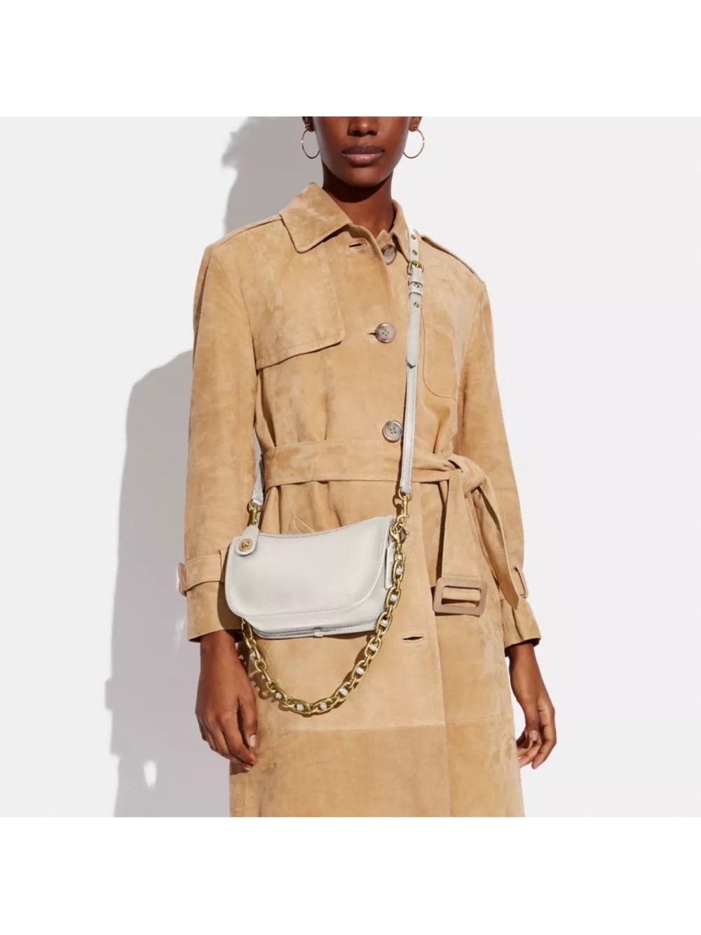Coach Classic Cream Shoulder/Crossbody Bag with Gold Chain Swinger - Picture 8 of 8